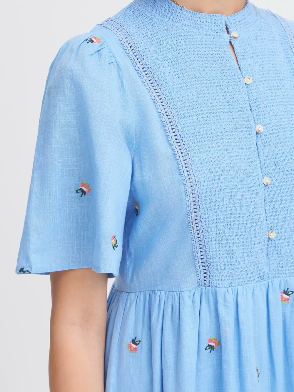Atelier Reve Blue Cotton Floral Irolivia Midi Dress Embroidered - Picture 9 of 16